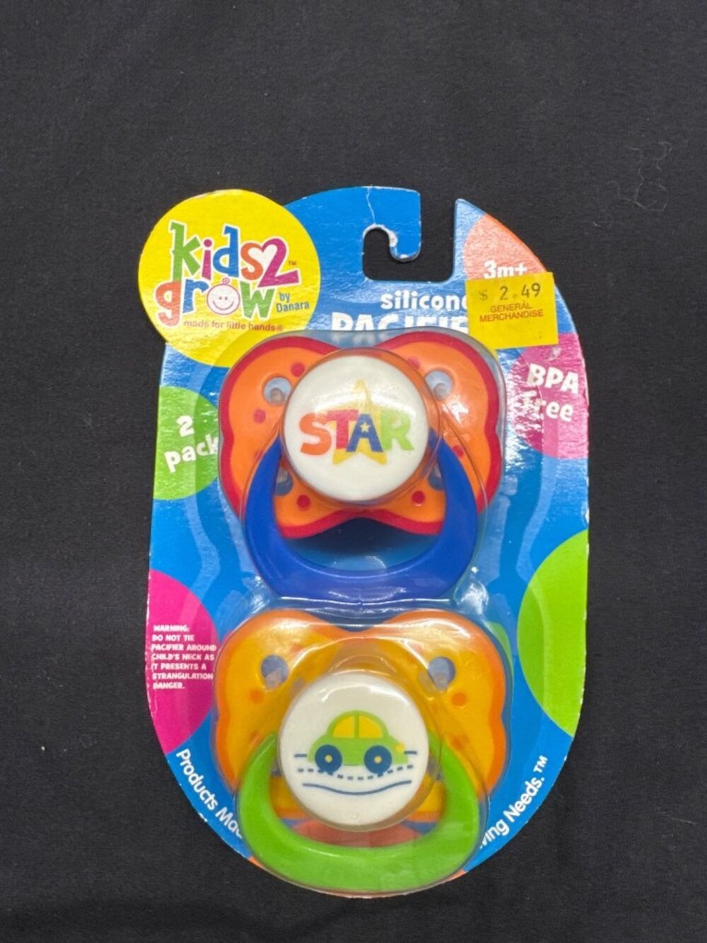 Kids2Grow 1980-90's Silicone Pacifiers BPA-Free 2-Pack For 3M+ Durable & Safe
